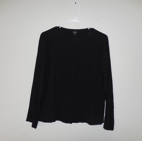 Eileen Fisher 100% Silk Black Crepe Long Sleeve Shirt Size Extra Small - Picture 3 of 6